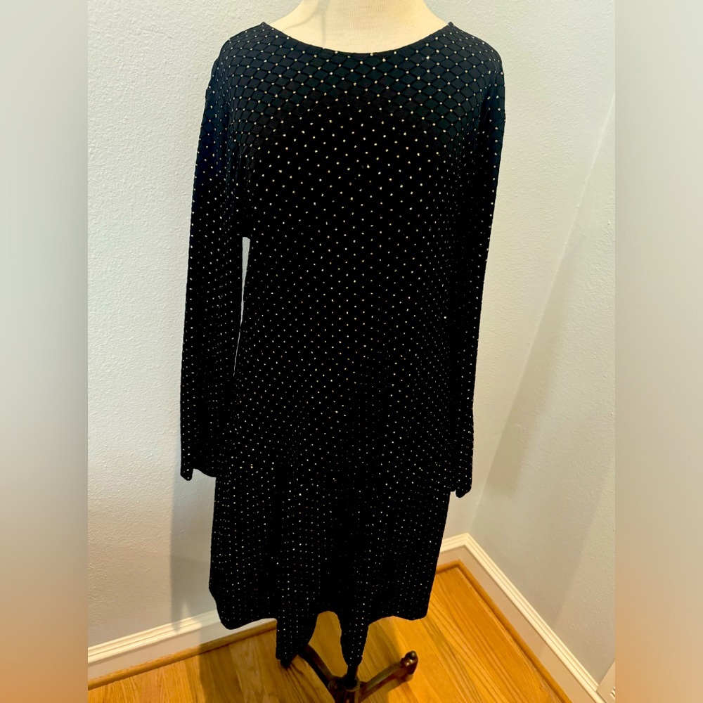 Brand New Plus Size Michael by Michael Kors Black & Gold Drop Waist Dress Sz 0X
